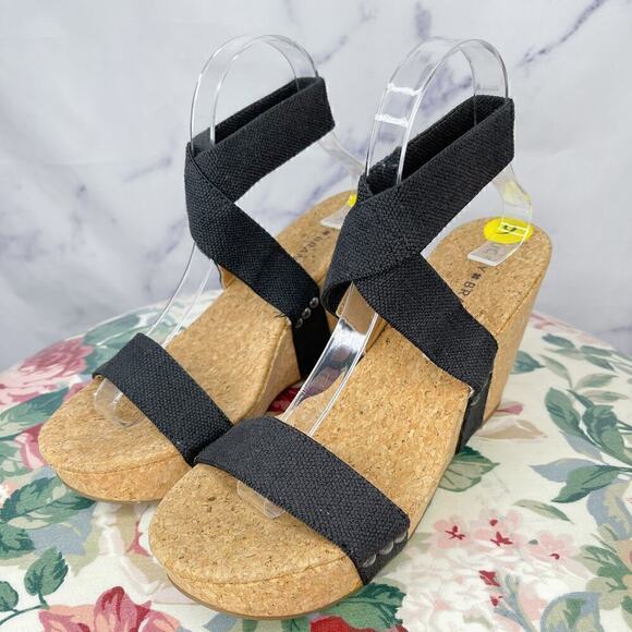 Lucky Brand | Maxyne Black Cork Wedge Sandals | 9 - Picture 9 of 13
